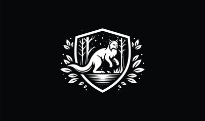 cat, bobcat, forest logo