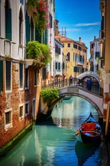 Fotobehang Scenic Beauty of Venice: A Glimpse into the City's Historic Canals and Colorful Architecture © Carolyn