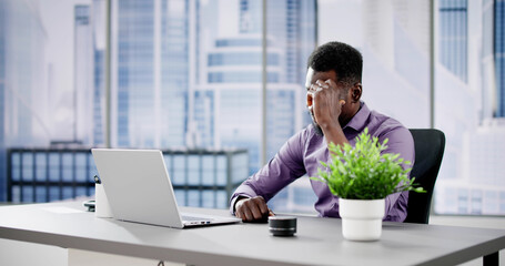 Stressed Accountant Man With Headache
