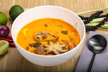 Thai Tom Yum soup with seafood