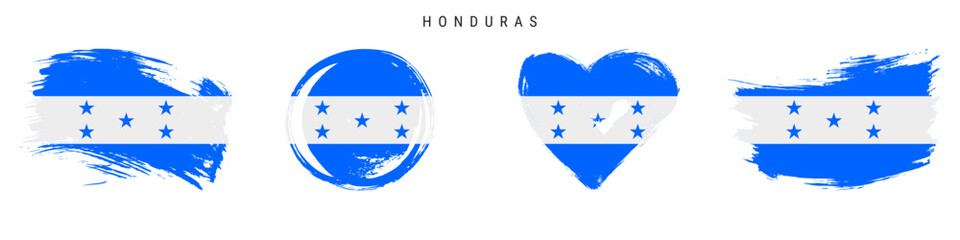 Honduras hand drawn grunge style flag icon set. Free brush stroke flat vector illustration isolated on white