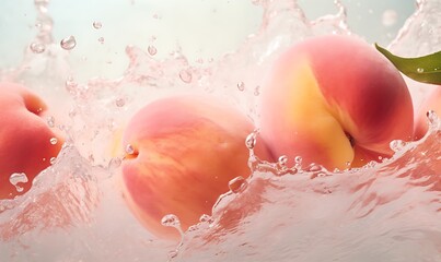 A few photos of peaches and water, with a light pink and transparant texture style, gorgeous...