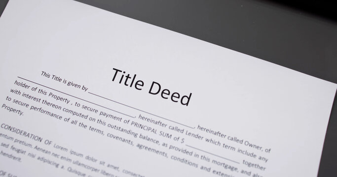 Property Title Deed. Real Estate Document