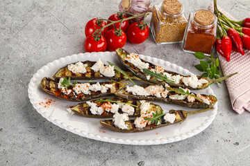 Grilled eggplant with feta cheese