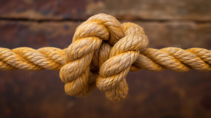 Fototapeta na wymiar Close-up of a sturdy knotted rope.