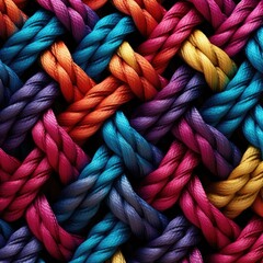 Itertwined ropes colorful pattern - obrazy, fototapety, plakaty