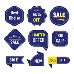 Sale badges collection with dark blue color