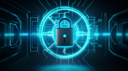 Binary code lock, security and privacy code for protection, digital technology abstraction. Abstract background of futuristic technology