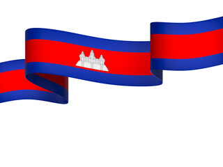 Cambodia flag element design national independence day banner ribbon png
