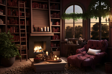 wine room with a cozy seating are - obrazy, fototapety, plakaty