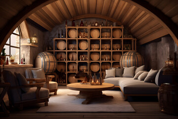 wine room with a cozy seating are