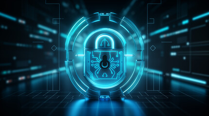 Obraz premium Binary code lock, security and privacy code for protection, digital technology abstraction. Abstract background of futuristic technology