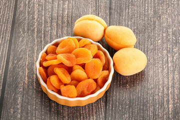 Dried apricot heap in the bowl