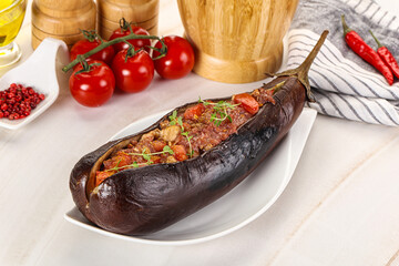 Baked eggplant with minced beef