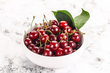 Ripe sweet juicy cherry heap