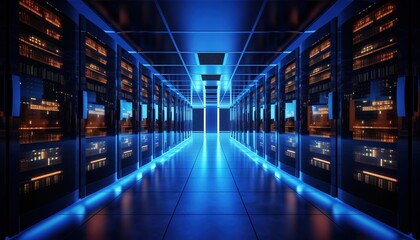 Obraz premium Server room interior in data center