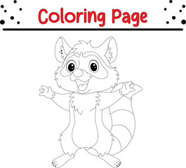 Cute Racoon coloring page. Forest Wild Animals coloring book for kids.