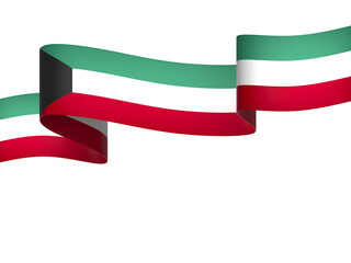 Kuwait flag element design national independence day banner ribbon png
