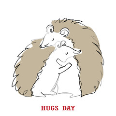 hand drawn line art vector of Hugs day.