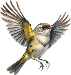 Fototapeta premium Close-up image of a Ruby-Crowned Kinglet bird. 