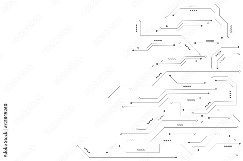 Poster Vectors High-tech connection system on a white background. Technology digital circuit board background. Technology black circuit diagram.