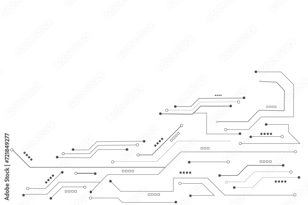 Aufkleber Vectors High-tech connection system on a white background. Technology digital circuit board background. Technology black circuit diagram.
