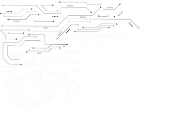 Vector abstract technology on white background., Gray circuit diagram on white background.  Circuit board with various technology elements.  