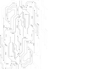 Vector abstract technology on a white background. Technology black circuit diagram concept. High-tech circuit board connection system.