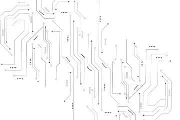 Vector abstract technology on a white background. Technology black circuit diagram concept. High-tech circuit board connection system.