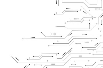 Vector abstract technology on a white background. Technology black circuit diagram concept. High-tech circuit board connection system.