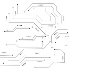 Vectors High-tech connection system on a white background. Technology digital circuit board background. Technology black circuit diagram.