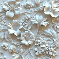 3D Celestial Bohemian Flowers in Clay Style  Floral Art