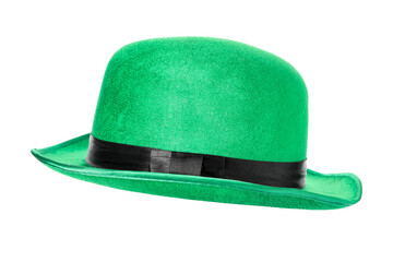 Green leprechaun hat isolated on white. Saint Patrick's Day accessory