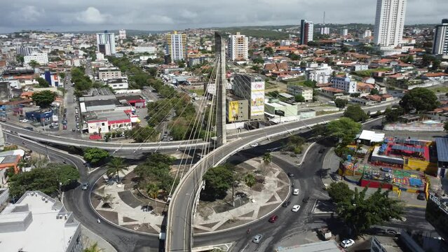 Viaduto Elpidio de Almeida, Campina Grande, Paraiba, imagens aereas de drone