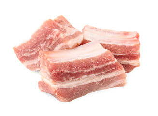 Cut raw pork ribs isolated on white