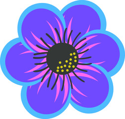 plant illustration, spring a sprig of beautiful purple flowers is blooming