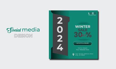 Winter sale social media design