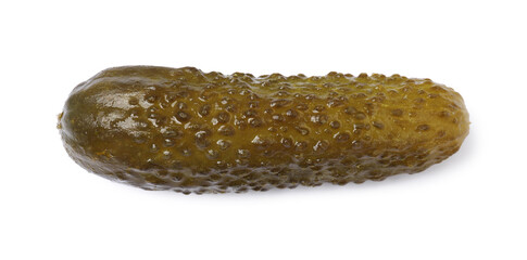 One tasty pickled cucumber isolated on white
