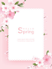 Hello spring vector background with flowers