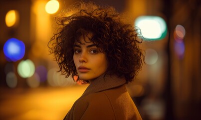 Portrait of a Beautiful Woman against blur City Background. Glamour girl fashion photo. copy space for text