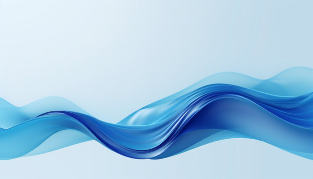 Smooth blue wave isolate on light blue background. 