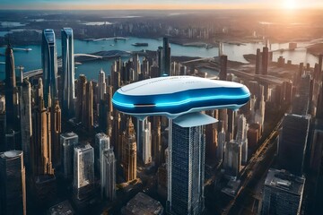 Experience the future of urban travel with our wide banner showcasing a manned roto passenger drone...