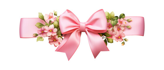 pink bow ribbon with flowers spring