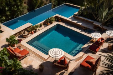 Transform your backyard into a Moroccan oasis with a swimming pool that reflects the elegance of Moroccan style. 