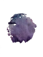 purple blot, watercolor ink brush, aquarelle purple spot on transparent background