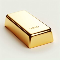 golden bar on white background 3d rendering