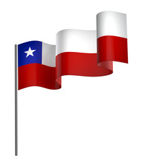 Chile flag element design national independence day banner ribbon png

