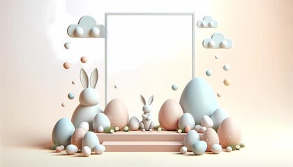 Background of Easter with blank frame for branding marketing and education 
