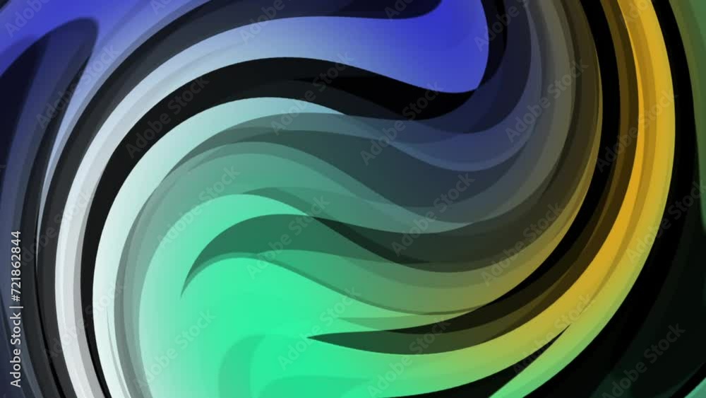Poster turning abstract swirl stripe green black background animated, abstract futuristic animated wave sha