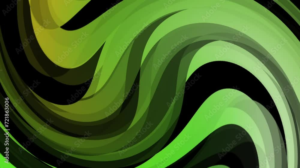 Poster turning abstract swirl stripe green black background animated, abstract futuristic animated wave sha